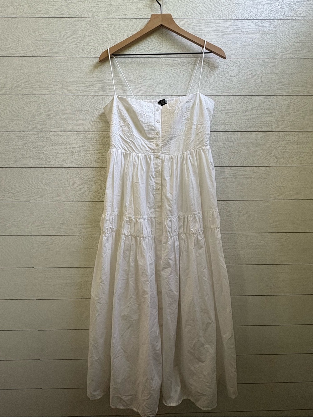 J.Crew White Cotton Poplin Midi Dress Size 12 A-Line Button Front Coastal Chic - Picture 7 of 16